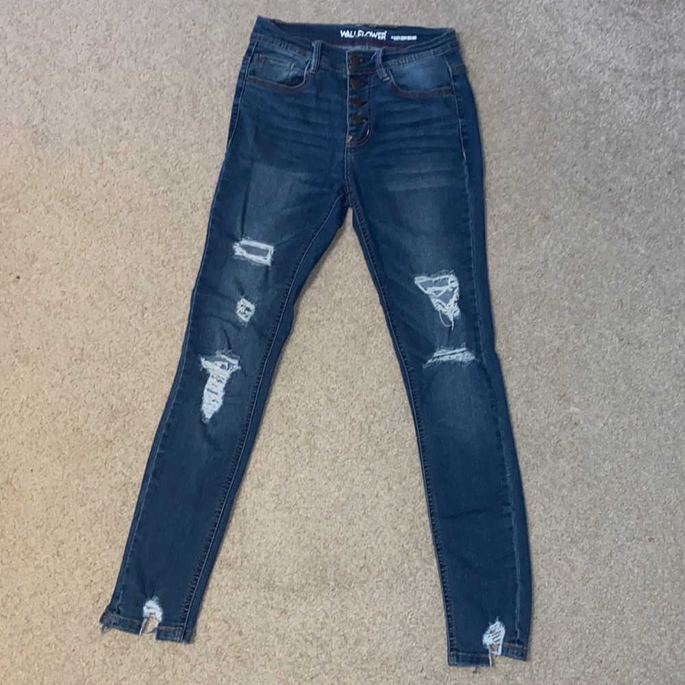 WOMENS FLIRTY CURVY HIGH RISE SKINNY STRETCH JEANS BY WALLFLOWER SIZE 1